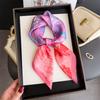 Oil Painting Printed Sunflower Square Scarf Luxury Ladies Neckerchief Soft Satin Shawl Women'S Decorative Bandana