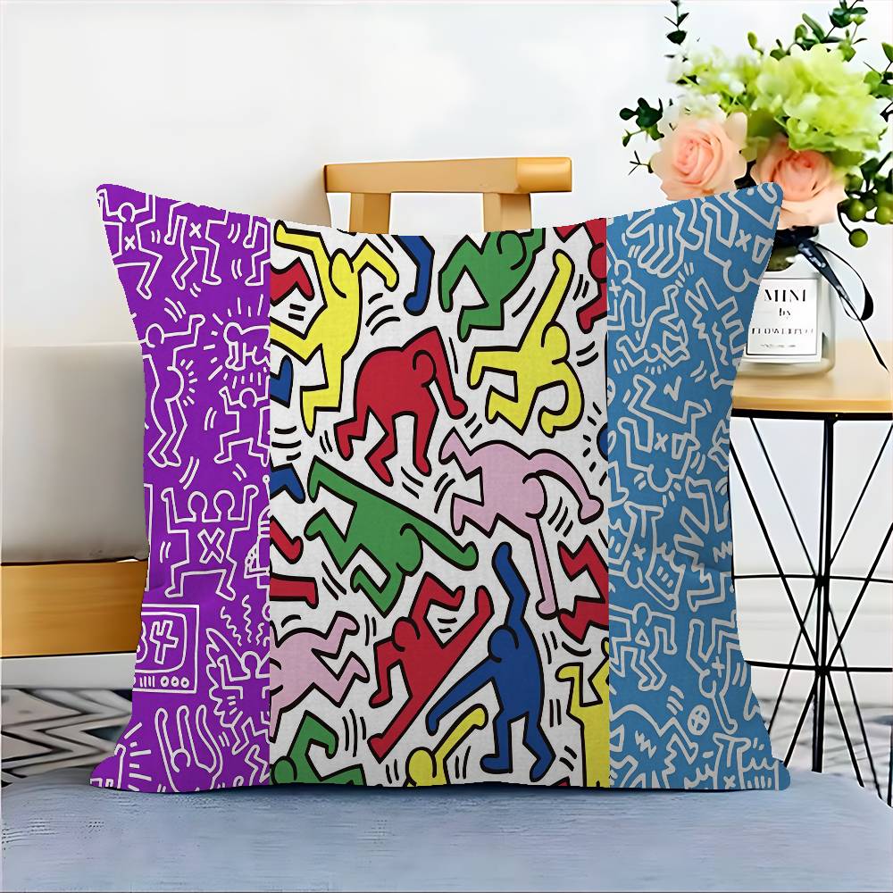 K-Keiths H-Haring Personalized picture text home decorative pillows Household Gifts 45x45cm