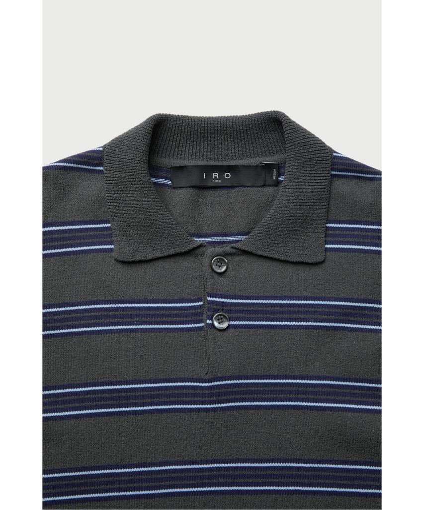 IRO Maree Collared Striped Terry Short Sleeve Sweater Iqwam26703Gyd