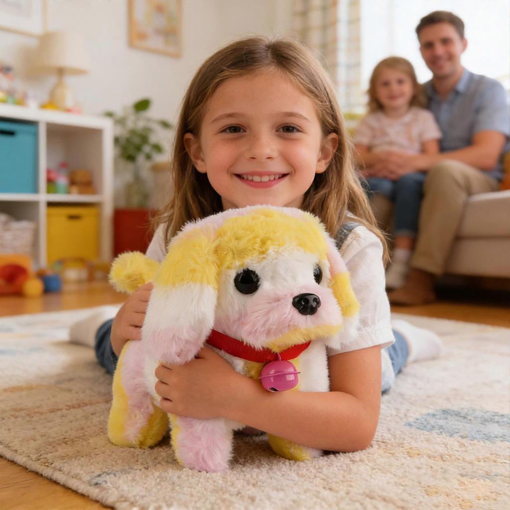 Electric Robot Dog Life Like Walking Plush Dog Fun Learning Toy For Preschool Kids Early Learning and Entertainment Fun  Rainbow Colors