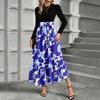 Women's Floral Print High Waist Fashionable And Elegant Dress