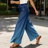 Women's Wide Leg Casual Pants High Waist Tie Belt Loose Fit Lightweight Comfortable Flowing Fabric Bottoms for Everyday Wear