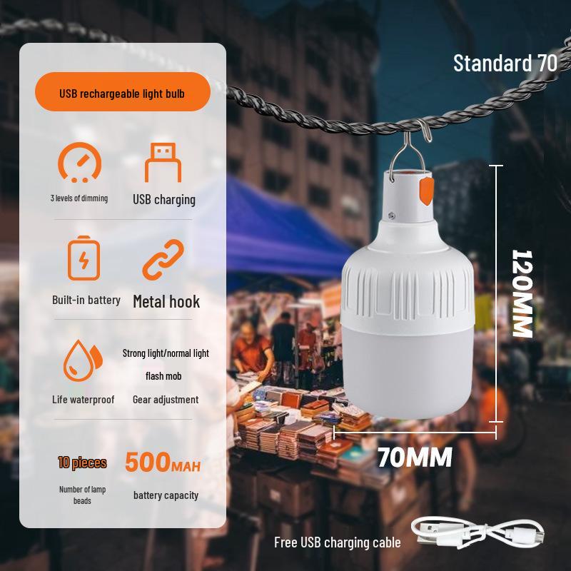 LED Energy-Saving Wireless Portable Camping Lantern - USB Rechargeable, Super Bright Light for Outdoor, Market Stall, or Night Use