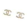 Chanel Klassische Doppel-C-Logo-Karomuster-Strassstein-Metallnieten-Ohrstecker Damen Gold