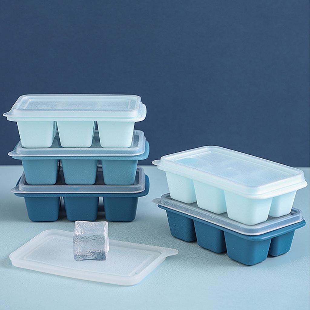 3Pcs Ice Cube Tray Reusable Versatile Easy Operation Silicone Ice Cube Maker Tray Ice Cube Mold with Lid for Home
