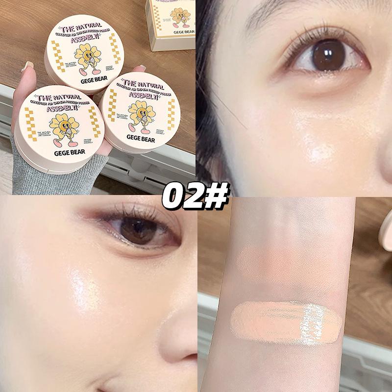 Gege Bear Natural Concealing Cushion Foundation: Creamy Compact for Acne, Dark Circles, Long-lasting Coverage.