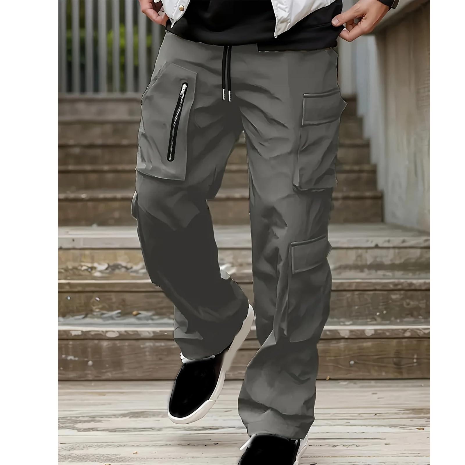 

Мужские повседневные рабочие брюки, свободные повседневные брюки с несколькими карманами, длинные брюки XXL