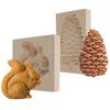 2 Pieces Wooden Cookie Molds 3D Squirrel And Pine Cone Biscuits Mold Set Reusable Cutter For Easter Halloween Christmas Party
