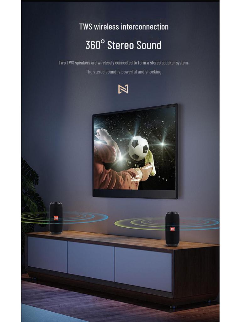 TG117 Tragbarer Stoff-Bluetooth-Lautsprecher mit TWS Wireless Subwoofer