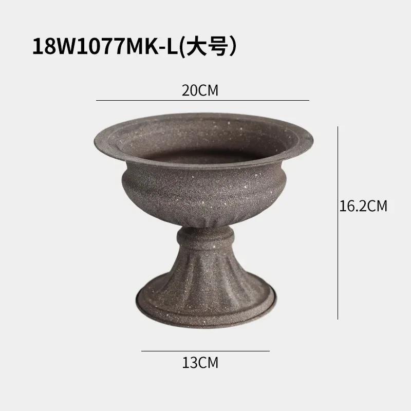 

Retro White Gold Trophy Shape Vase Binaural Metal Ironwork Flower Pot Home Furnishings Garden Balcony Plant Decorative Ornaments сірий
