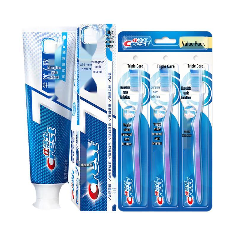 Crest Комплексный 7 эффектов Укрепляющая эмаль Зубная паста и зубная щетка Набор
