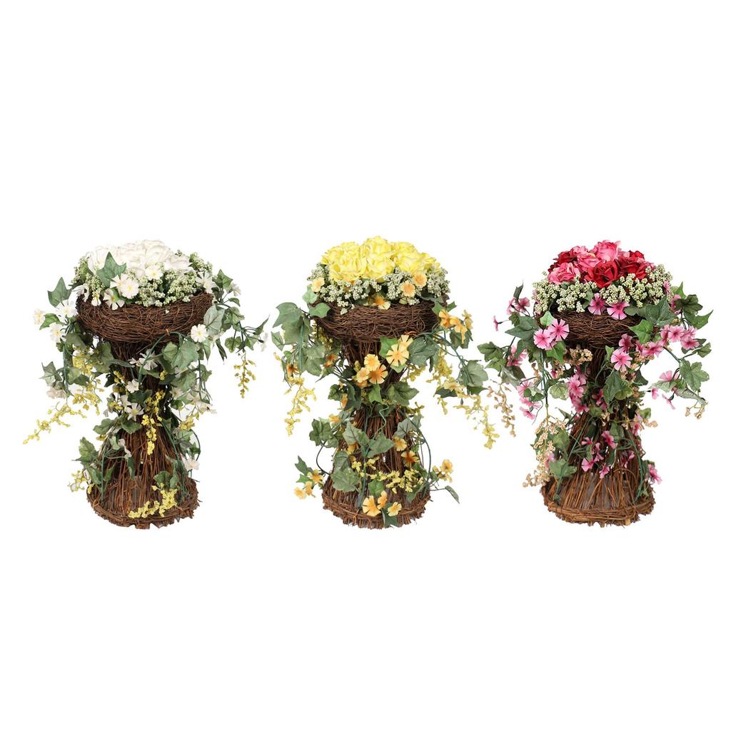 Large Flower Centerpieces w/ Rattan Vase Rose Flower Party Holiday Potted Decoration Accessories