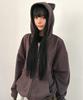 Itzavibe Meow Cat Ear Hoodie Zip Up - Charcoal