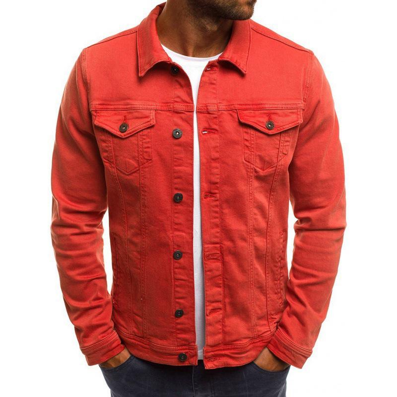 Men's European Denim Jacket: Slim Fit, Solid Color, Thick for Spring To Winter.