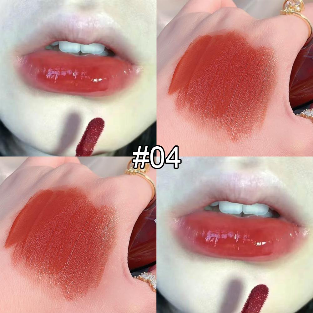 

Черный зеркальный водный блеск для губ Глазурь для губ Прозрачное стекло Масло для губ Водонепроницаемая жидкая помада телесного коричневого цвета Прозрачный оттенок макияжа 04