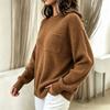 Women's Ribbed Neck Sweater with Pocket Color for Work Commute