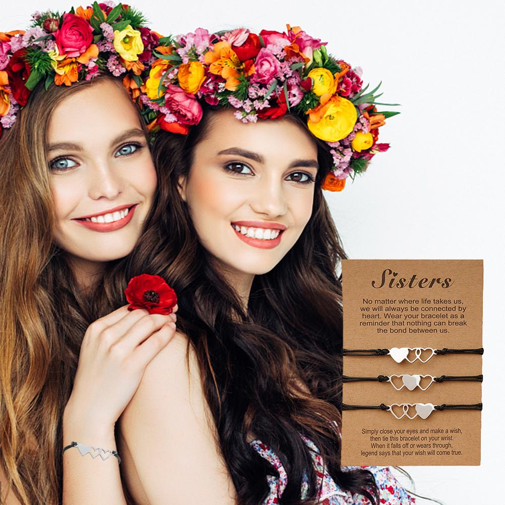 Friendship Bracelets Gifts Friendship Heart Long Distance Sister Friend Bracelet Gift for Girls Women Daughter Birthday