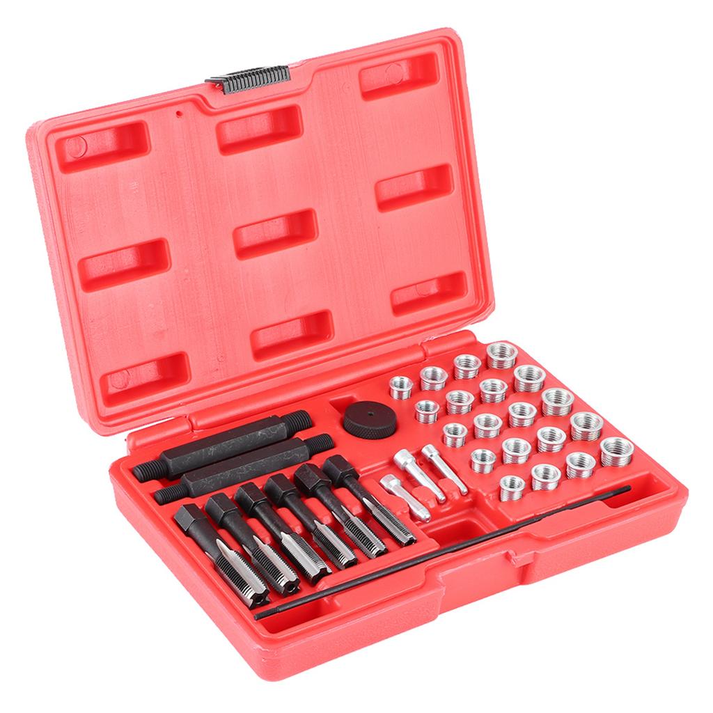 33pcs Glow Plug Thread Repair Kit Tap Insert Driver Guide Pin Thread Insert Tool Set
