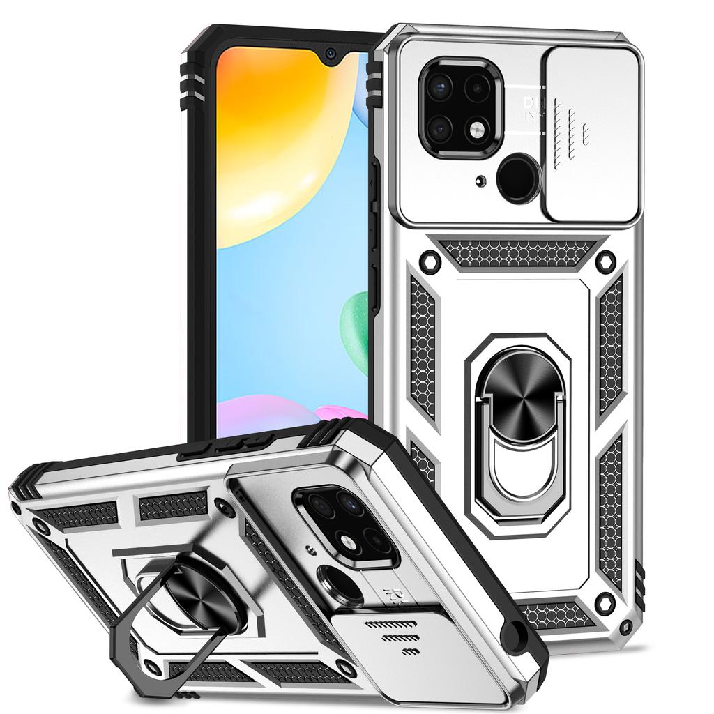 For Xiaomi Redmi 10C/Xiaomi Poco C40 Armor Phone Case Camera Lens Protection Metal Ring Stand Shockproof Case