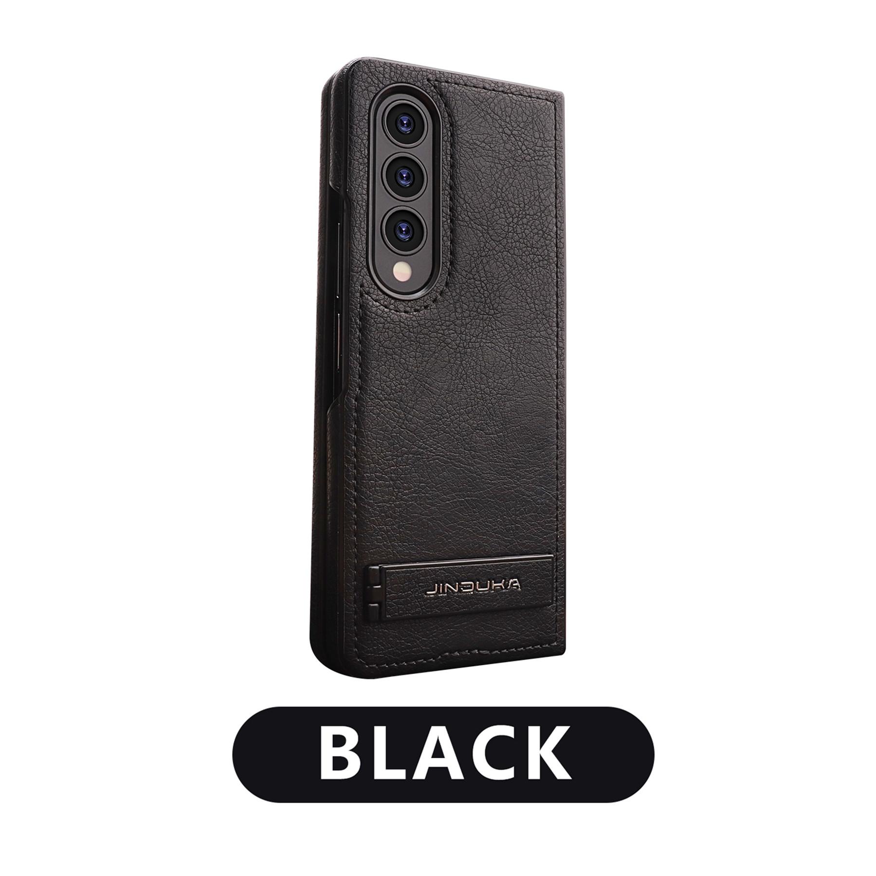 

Bracket Stand Holder Leather Case For Samsung Galaxy Z Fold 6 ZFold 5 4 3 Shockproof Bumper Protective 2 in 1 Mobile Phone Cover ZFold6 чёрный