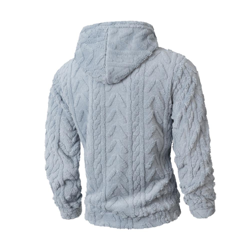 Mens Elegant Leisure Casual Plush Hooded Jacket European Style 2025 Winter Classic Basic Tops Outerwear Men Slim Comfy Jackets