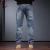 Jieleinuo Men's American Retro Washed Straight-Leg Denim Jeans