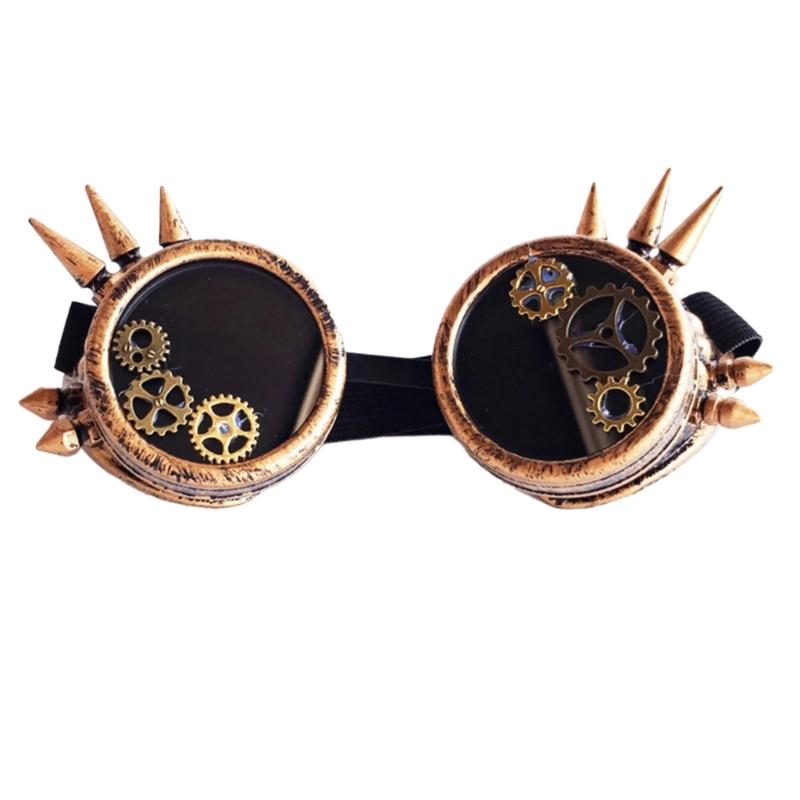 Retro Steampunk Goggles with Rivets Halloween Decorative Glasses Gear Glasses Steampunk Glasses for Cosplay Enthusiasts