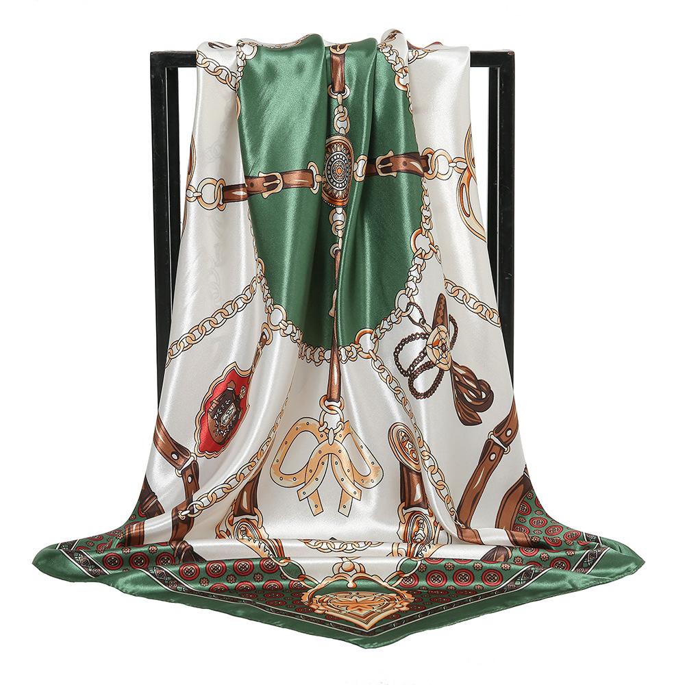 90*90Cm Women Square Silk Scarf Luxury Large Shawl Neckerchief Print Headband Female Foulard Bandana Wraps Hijab Scarves