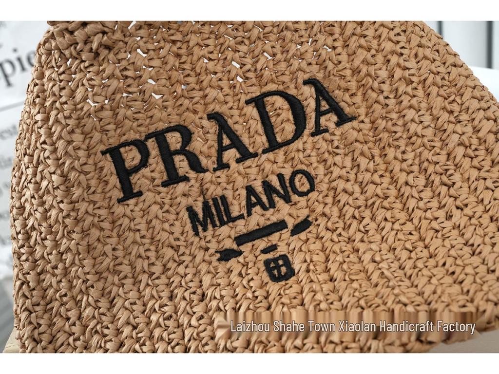 Striped Handmade Straw Tote with Letter Embroidery - Casual Beach Travel Bag