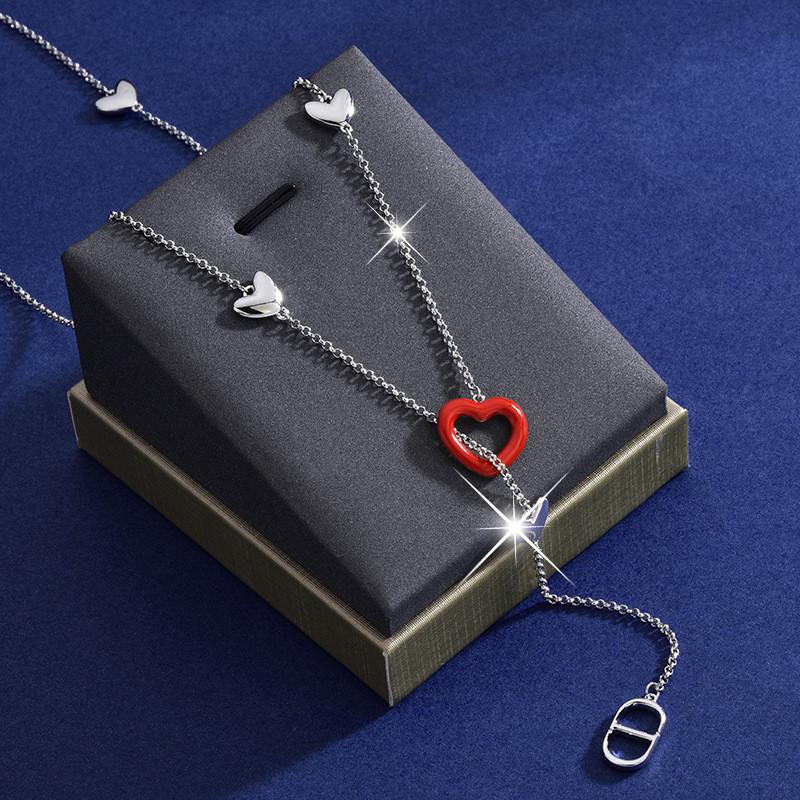 Gold Plated Chic Titanium Steel Heart Necklace For Women With Versatile Adjustable Chain