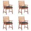 Outdoor Dining Chairs Set of 4 and Cushions Solid Acacia