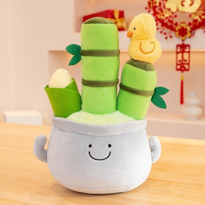 Plush Charming Office Green Plant Doll Unique Buddha Design Ideal Gifting For