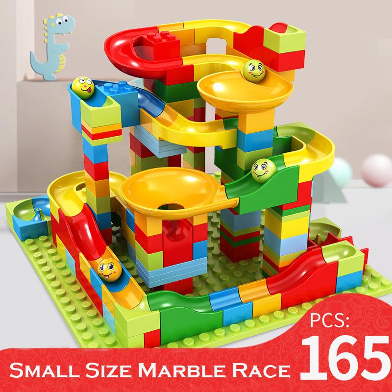 84-504PCS Marble Race Run Block Small Size Building Blocks Funnel Slide Blocks DIY Creative Bricks Assemble Toys Gifts