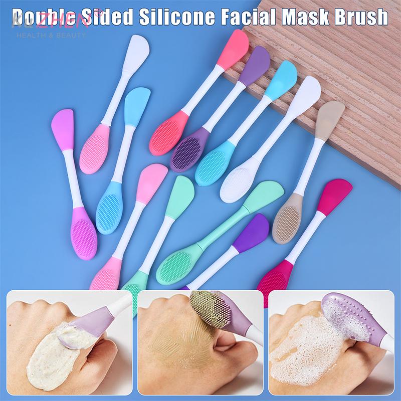 1PC Silicone Double Head Face Mask Brush Facial Exfoliate Blackhead Removal Cleanser Brush Mud Film Spatula Facial SkinCare Tool