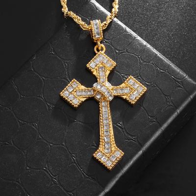 Luxus Iced Out Zirkon Kreuz Anhänger Halskette Für Männer Frauen Hip Hop Rock Stil Glänzend Gold Farbe O Kette Hals Schmuck Geschenke Punk