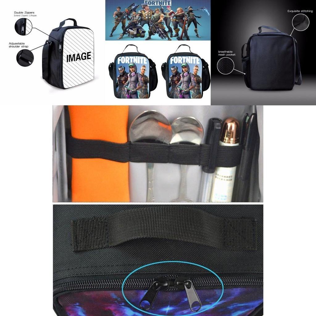 Fortnite Insulated Lunch Bag For Students Outdoor Picnics Adjustable Strap Smooth Zippers Included