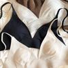 Roupa íntima de Caxemira Francesa para Mulheres Sexy Ultra Fina Copo Triangular Decote em V Profundo Push Up Sutiã Conforto Sem Costura Bralette Lingerie de Dormir