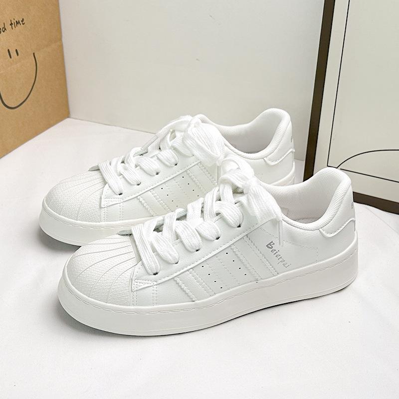 7 shell head board shoes women's summer breathable low-top thick-soled pink dopamine casual little white shoes