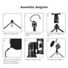 Shock Absorbing Microphone Tripod Stand for Mic with Handle Diameter Under 44mm Music Singing