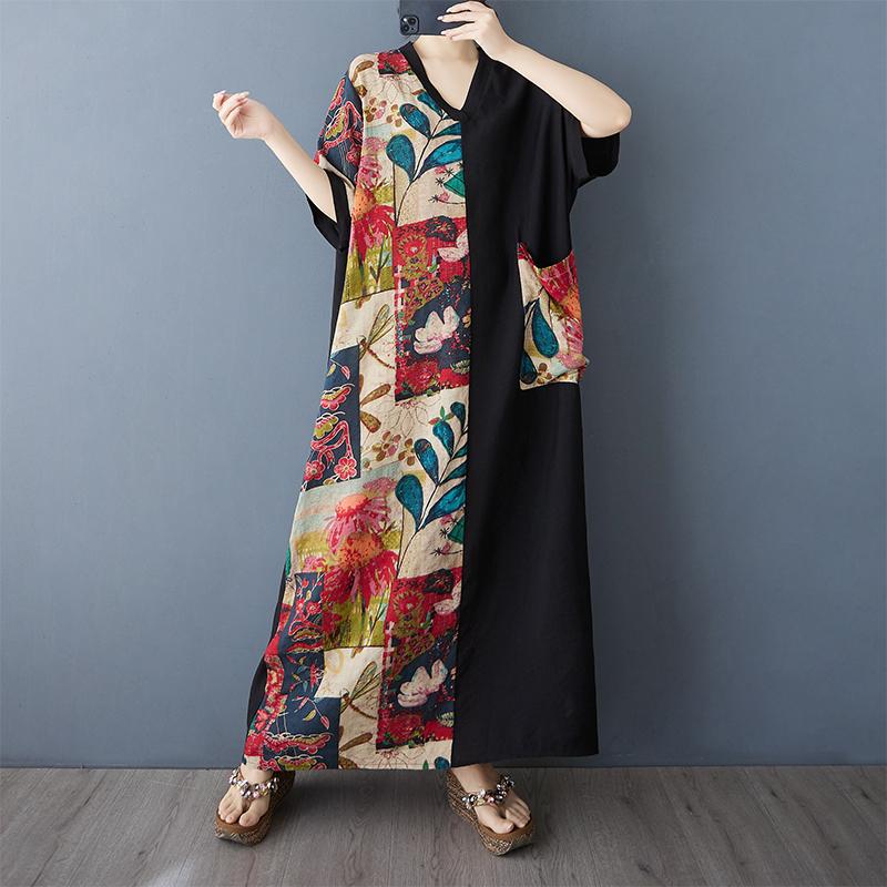 

DIMANAF New Women 2025 Plus Size Summer Long Casual Dress Loose Linen Vintage Basic Maxi Dress 9853 One Size