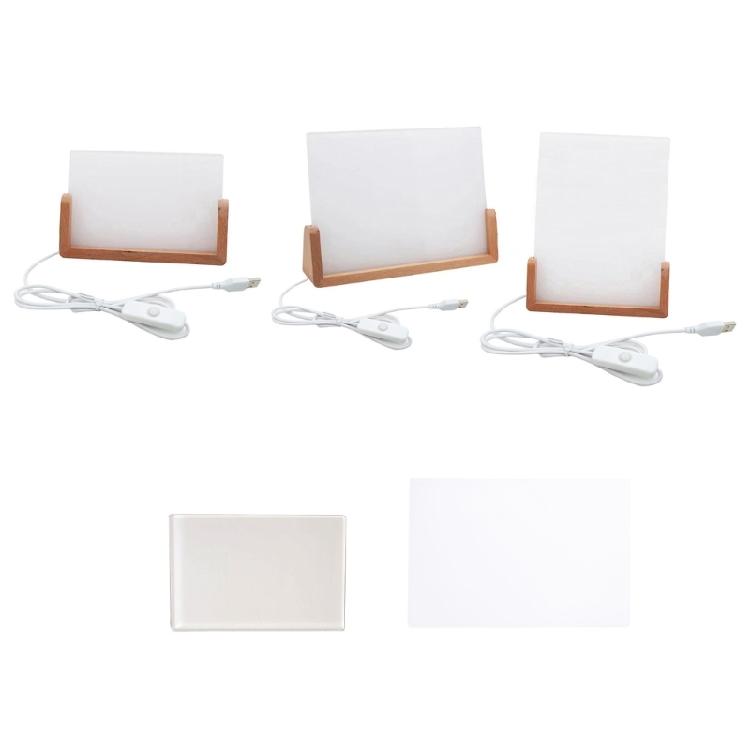 Clear Acrylic Display Picture Frame with LED Lighting Wood Base Heat Transfer Machines Sublimation Blank Photo Frame