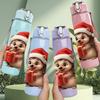 1PC Santa Hedgehog Christmas Pattern 750ml Color Plastic Sports Water Bottle Leakproof Flip Straw Lid Suitable for Sports Office Home Use