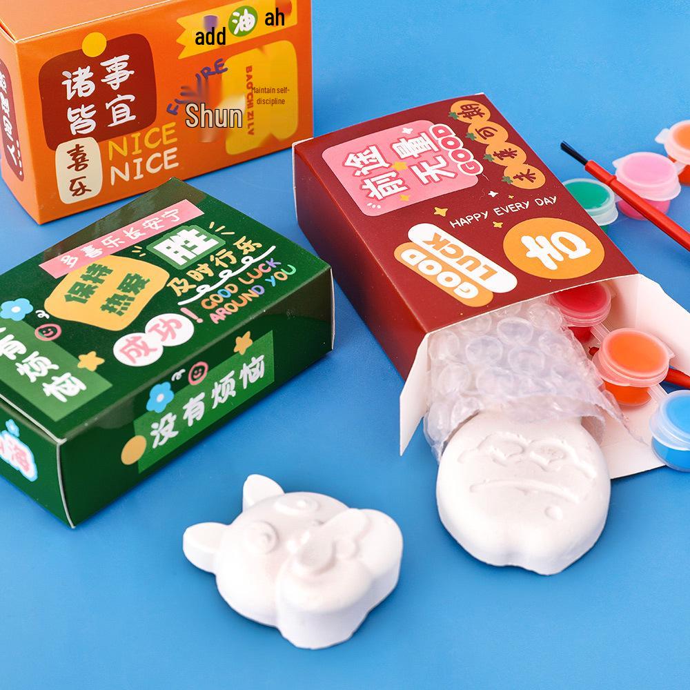 Hand-Painted Plaster Doll: Elementary Student Gift & Coloring Blind Box