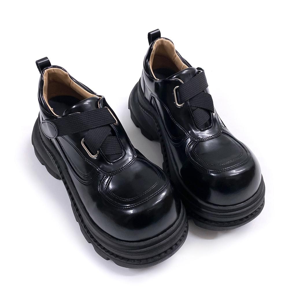Thick-soled JK Small Leather Shoes Women's Small Height-increasing Loafers Retro British Style Belt Buckle Single Shoes