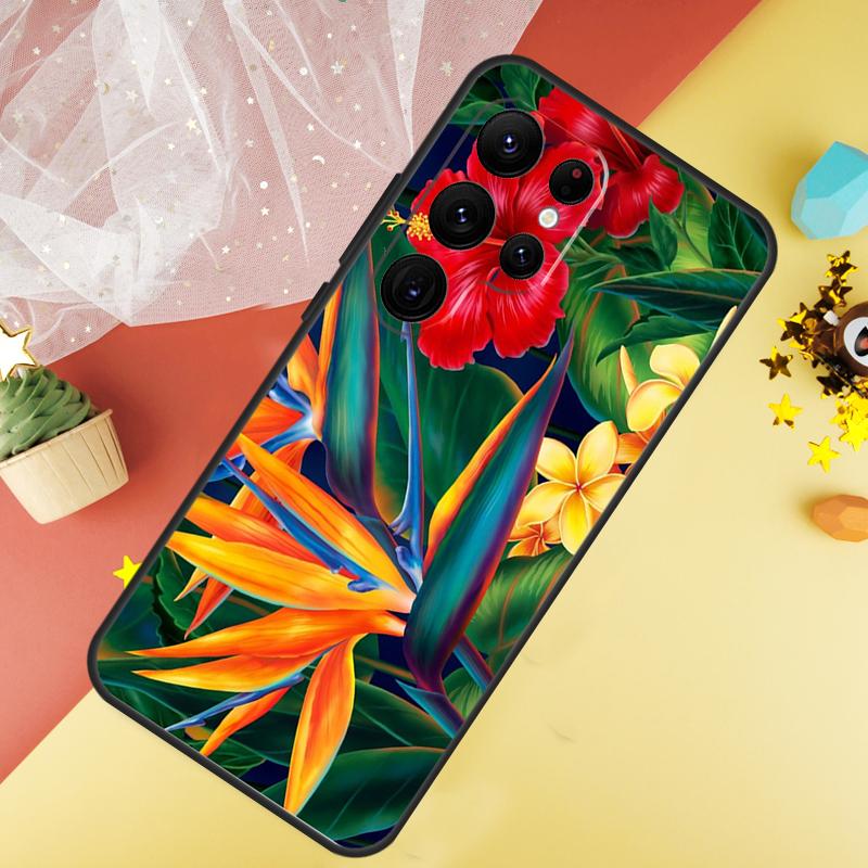 Tropical Paradise Hawaiian Flower Phone Case For Samsung Galaxy S26 S25 Ultra S23 S21 S20 S22 S24 FE S10 Plus Cover Coque