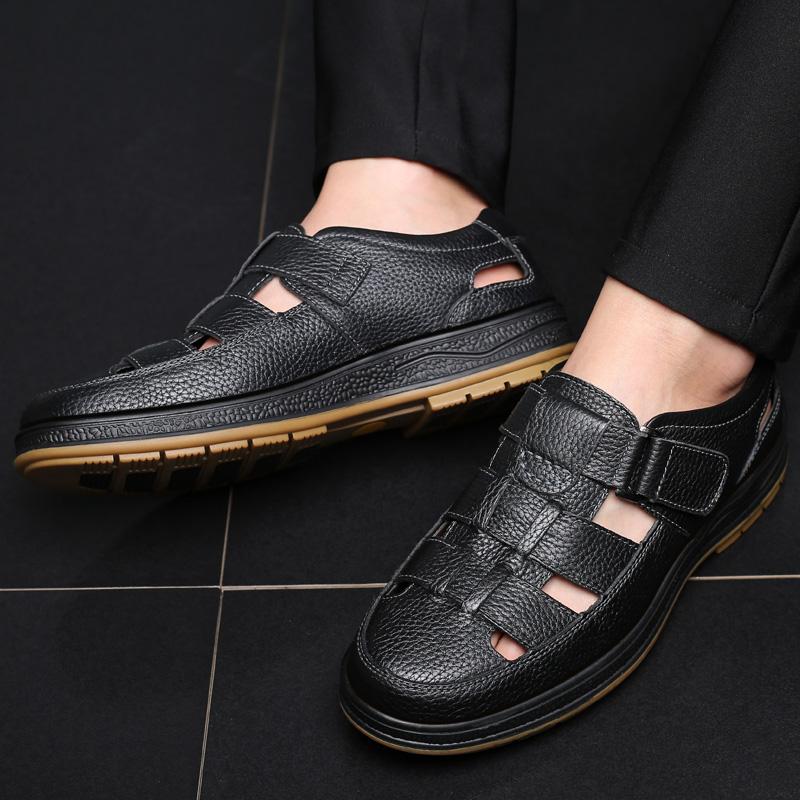 Classic High Quality Leather Business Sandals Summer Outdoor Handmade Sandals Comfortable Men Beach Genuine Leather Shoe