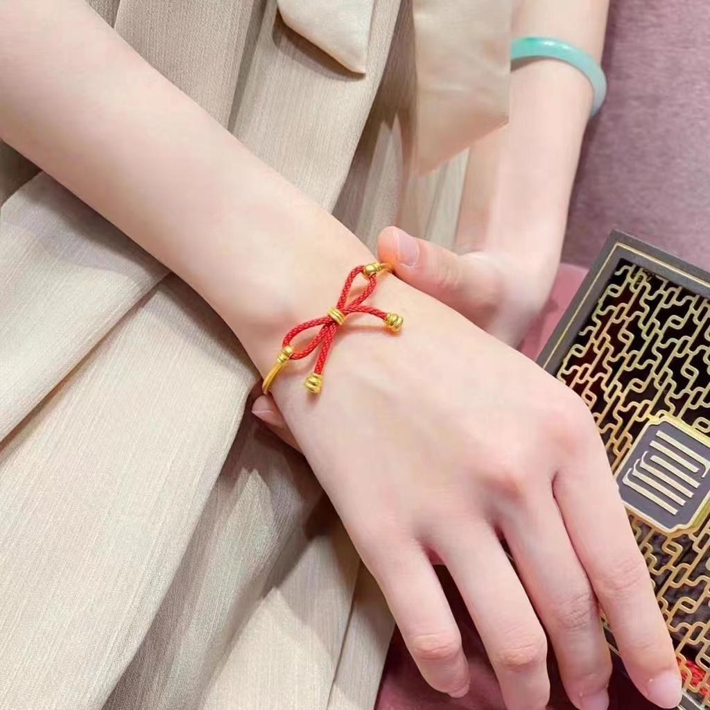 Armband mit Schleife, Serie „Altes Gesetz der Vererbung“ für Damen, koreanische Version, mit einem Sinn für Nischendesign, handgefertigtes gewebtes Sternzeichen-Jahresgeschenk aus Sandgold