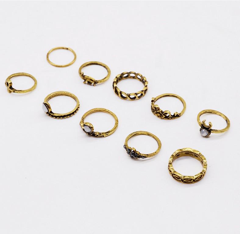 European American Fashion Simple Retro Versatile Cable Knit Gemstone Flower Ring
