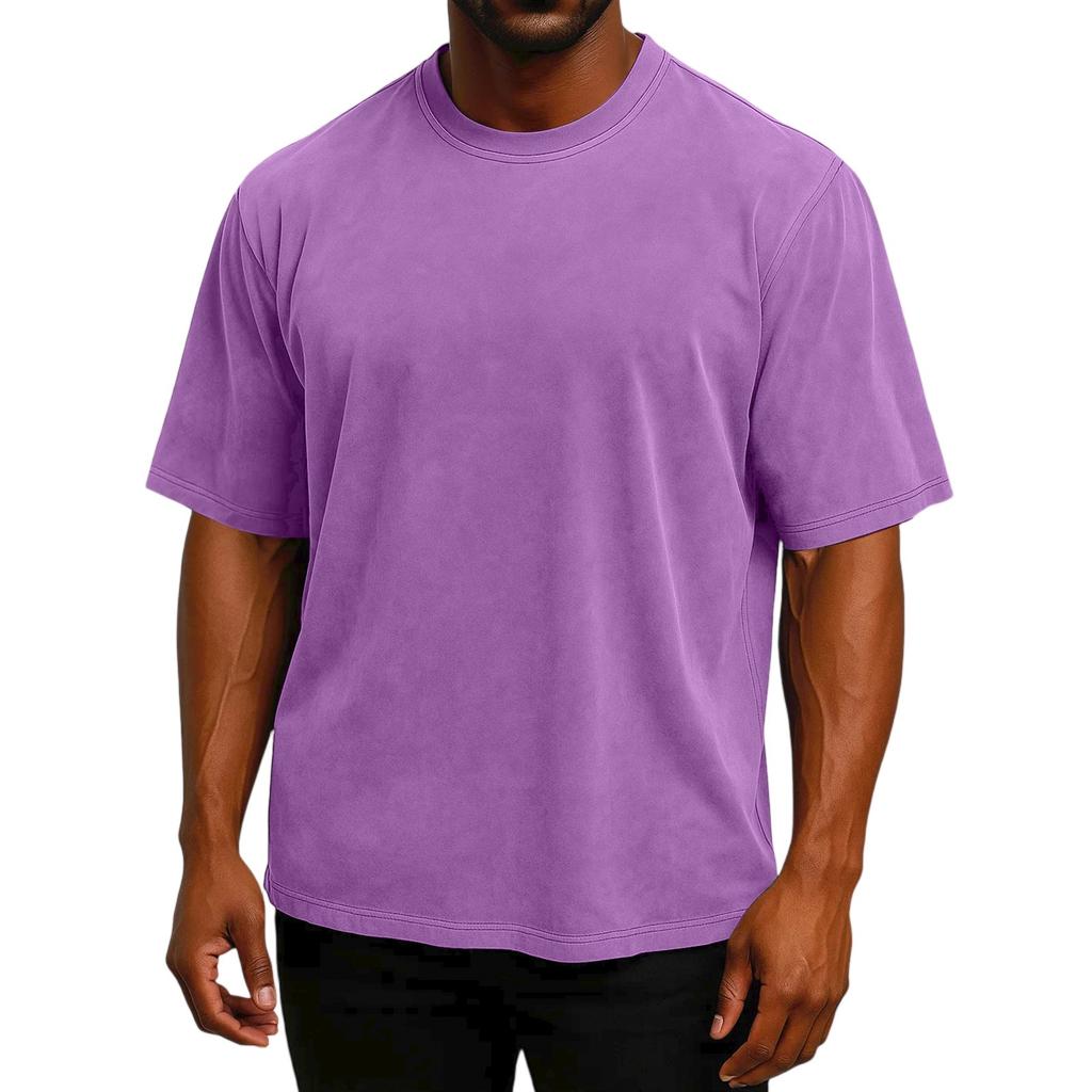Men's Short Sleeved Retro Cotton T-shirt Loose Half Sleeve