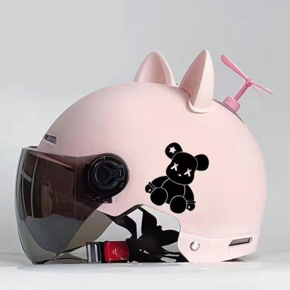 Trend Cat Ear Windmill Electric Car Men and Women Battery Car Motorcycle Safety Anti-drop Four Seasons Summer Half Helmet Helmet